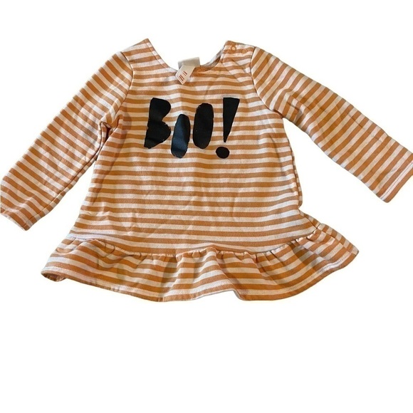 Cat & Jack Orange Striped Boo Halloween sweatshirt - Picture 1 of 6